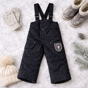 Obermeyer Kids Size 2 Ski Bibs Snow Pants Black Aspen Patch Winter Slopettes